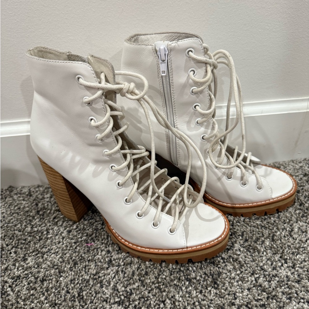 Jeffrey Campbell + Free People Palermo lace up open toe booties. Size 8. - Picture 4 of 15
